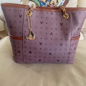 Mickey Mouse plum leather purse